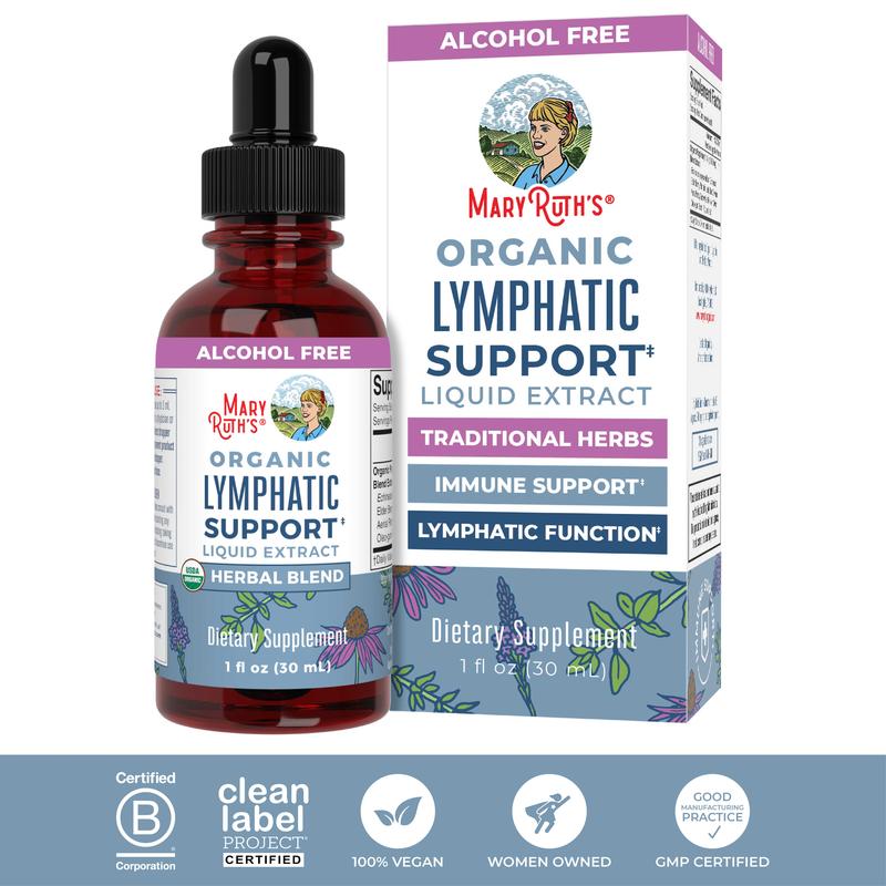 MaryRuth's Lymphatic Support Herbal Blend Liquid Drops - USDA Organic Lymphatic Cleanse - Echinacea & Elderberry - Blue Vervain - Vegan - 30 Servings